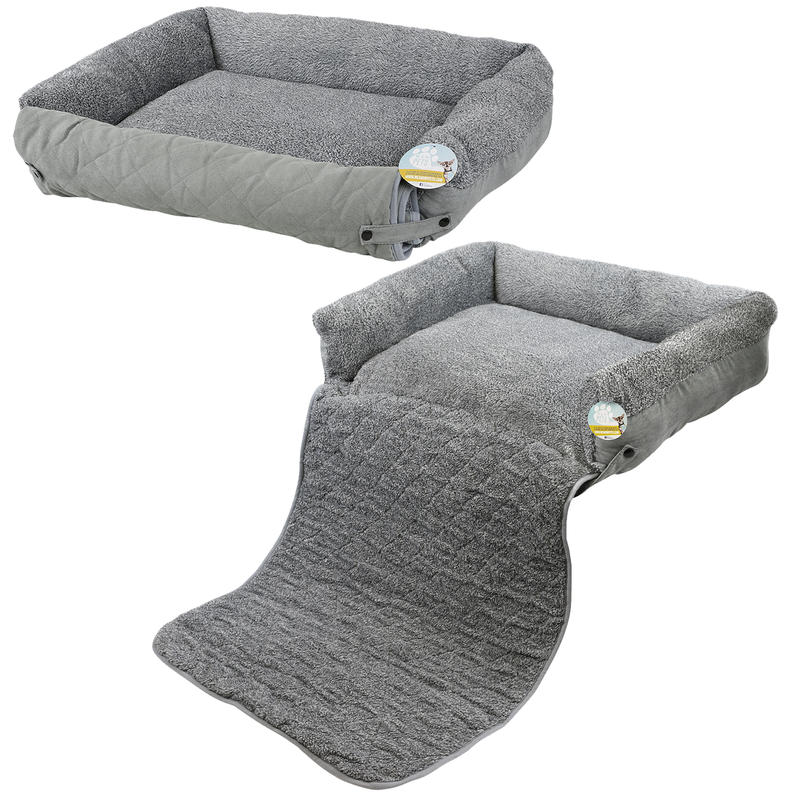 ME & MY PET QUILTED GREY FLEECE FOLD OUT CAT/DOG BED SOFA/COUCH/CHAIR